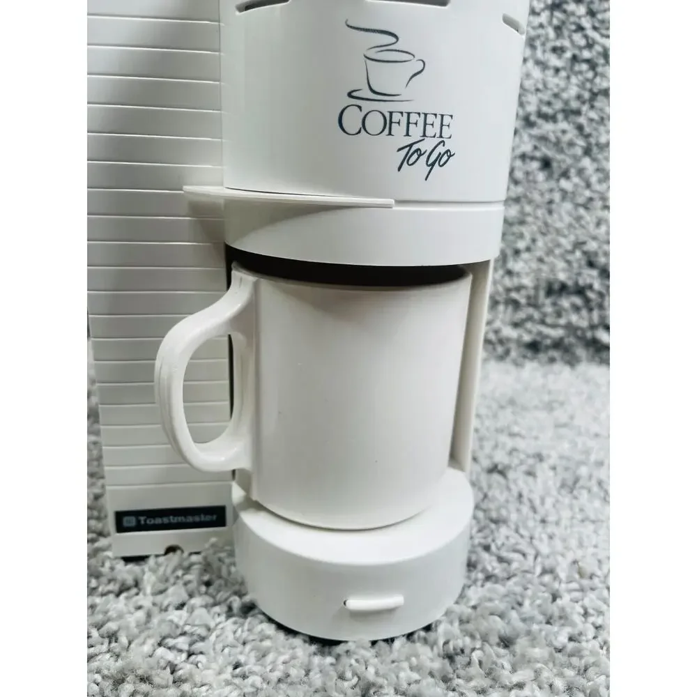 Toastmaster White Coffee To Go Travel Coffee Maker W/ Mug 3 Canisters Container